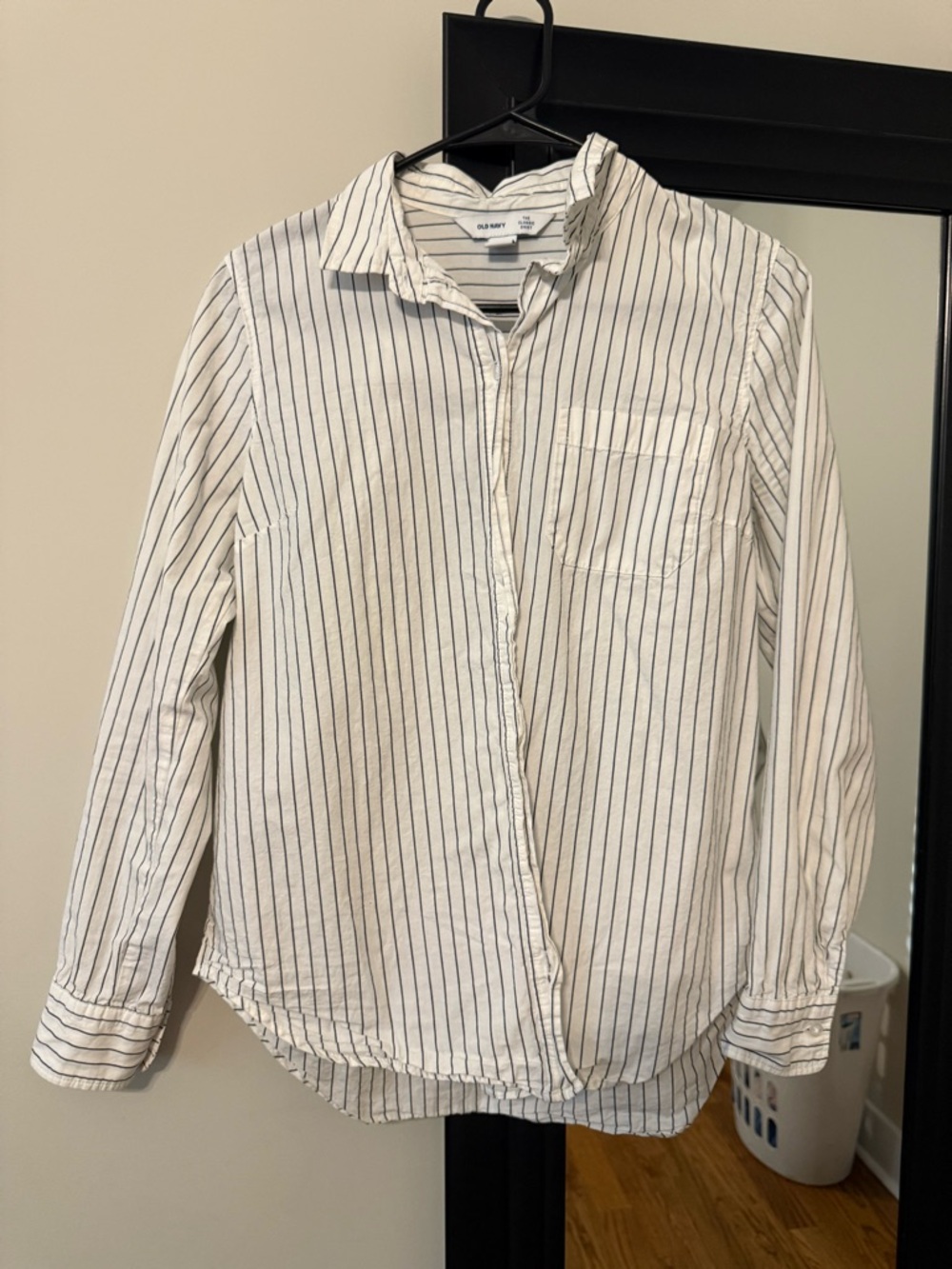 Old Navy White Shirt with Black Pinstripes